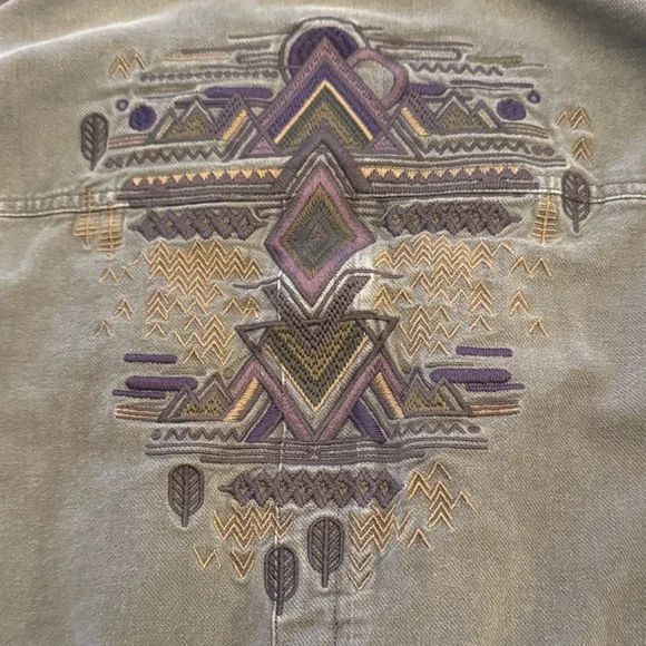 NWOT Overland Falcon Embroidered Utility Jacket - Distressed Slate - Women’s S - Picture 11 of 11